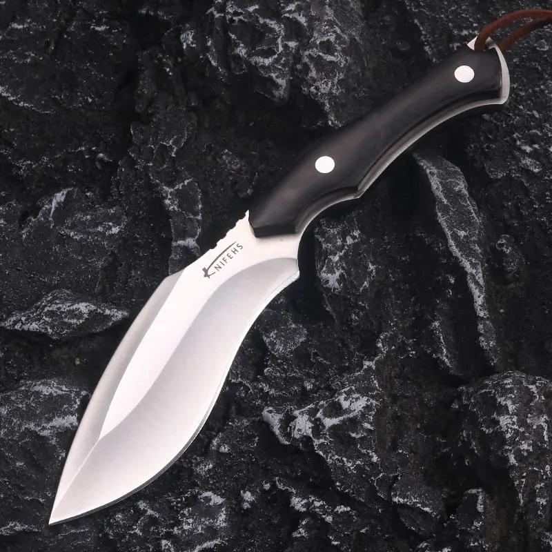 2023 newest patterned Nepal outdoor camping fishing fixed blade knives super sharp portable knife hunting knife with sheath