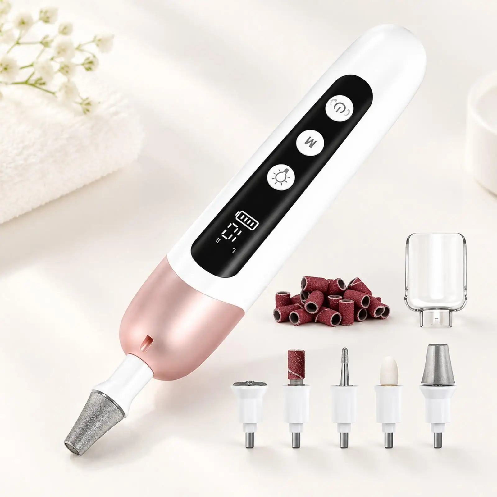 Cordless Pedicure Device Nail Care Polisher for Manicure and Pedicure Grooming with Interchangeable Attachments