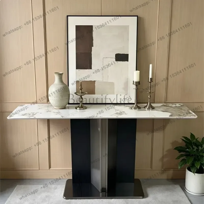 YJ Italian Minimalist Entryway Table Modern Luxury Hallway Decor Desk Marble Slit Console Slim Sideboard