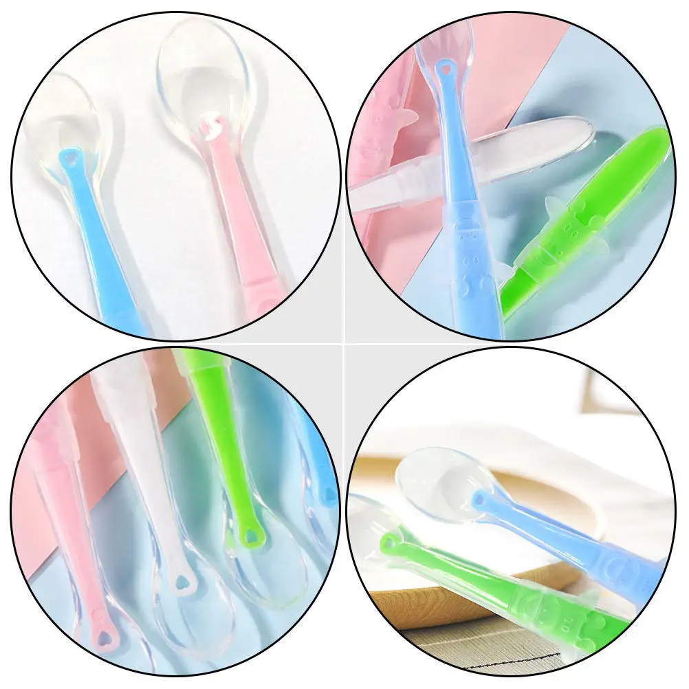 

4Pcs Silicone Baby Spoon Set Smooth Non-Deform Long Handle for Infant Feeding Training Complementary Food Spoon for Baby Eating