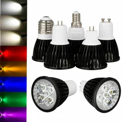 Foco LED regulable E26, E27, E14, GU10, MR16, GU5.3, 9W, 12W, 15W, Bombilla de lámpara negra, iluminación de CA 85-265V, 110V, 220V, cc 12V