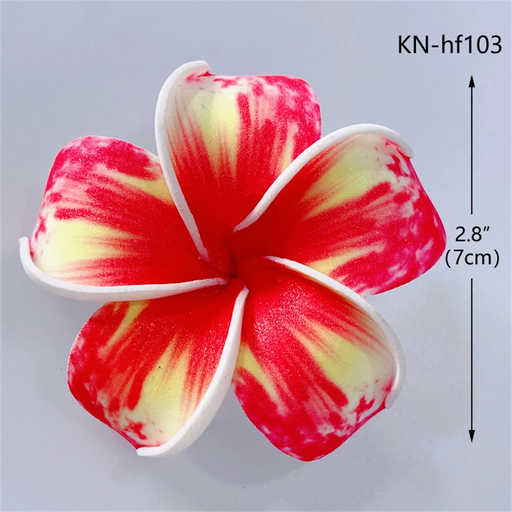 Foam Plumeria Flower Hair Pick, Ear Flower Style, Tropical Hula Frangipani, Acessórios para cabelo de casamento, Atacado, 120Pcs