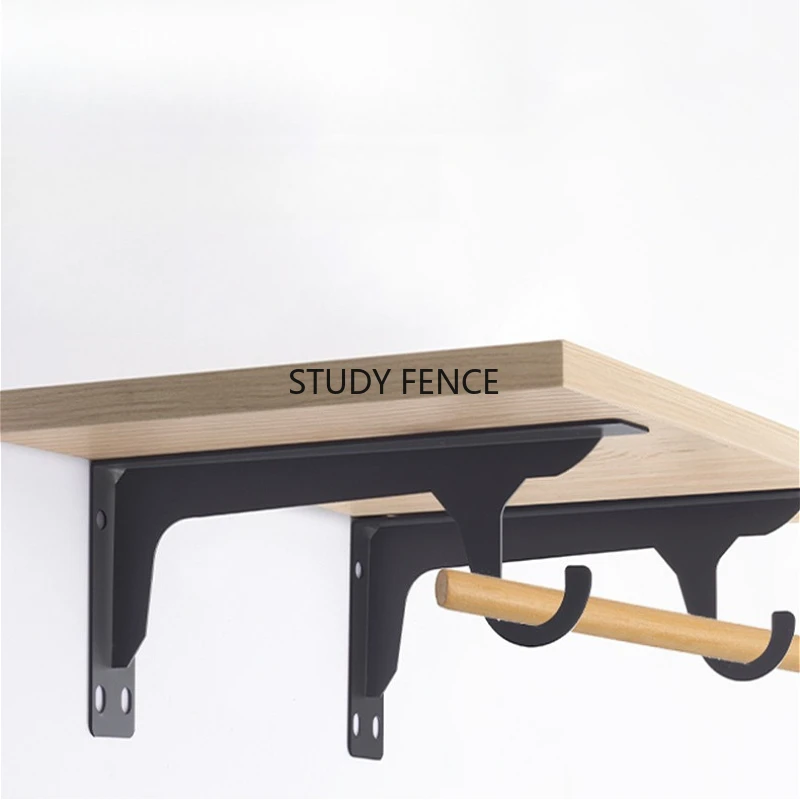 

1pc Heavy Metal Bracket with Hook Wardrobe Hanging Rod Triangle Support Frame Fixed Bracket Hook Household Hardware Accessories