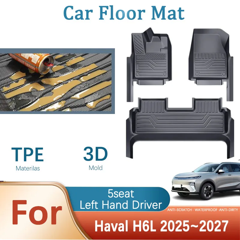 Fully Set Car Floor Mats For Haval H6L 2025 2026 2027 5seat Waterproof Pad Left Hand Driver Rug Tpe Foot Covers Auto Accessories