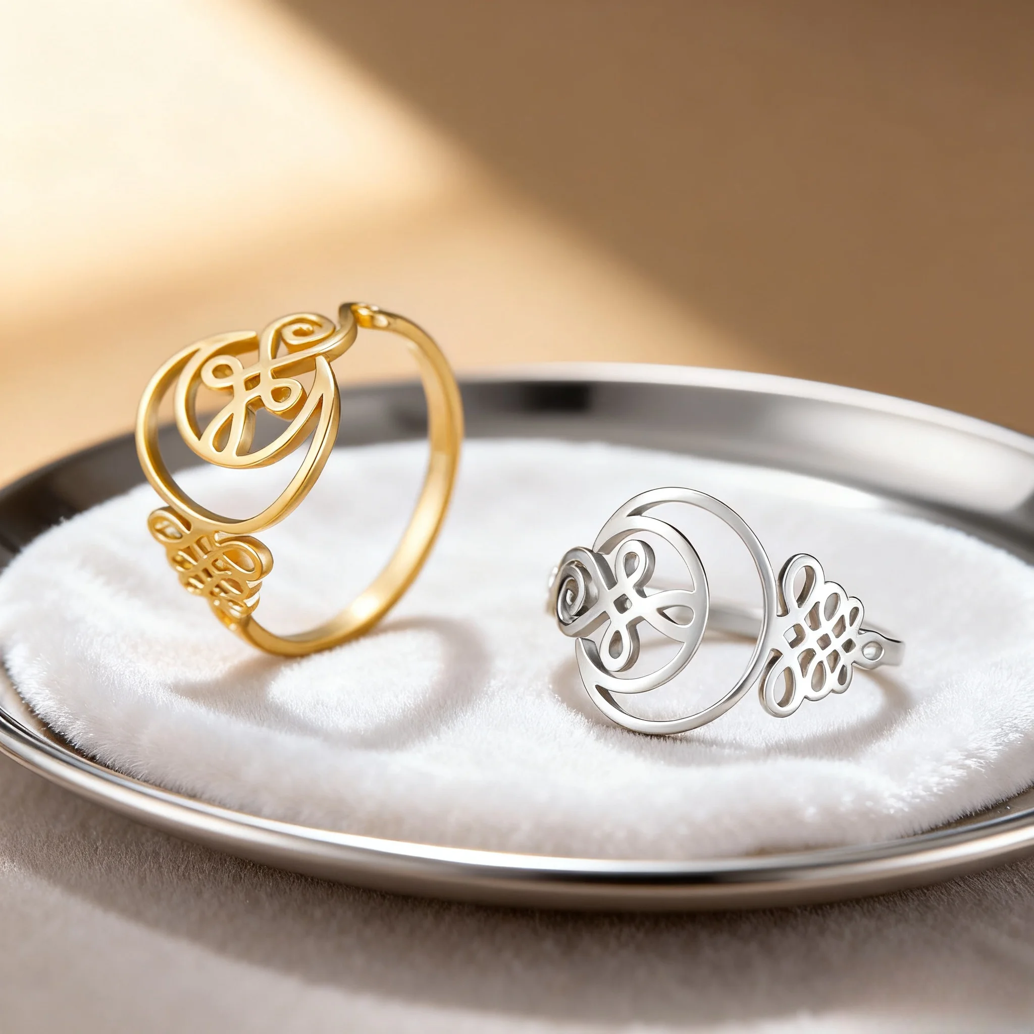 Hohler Halbmond Hexenknoten Ring Yoga Unolome Symbol Ring Edelstahl Halbmond Damen Yoga Schmuck Geschenk