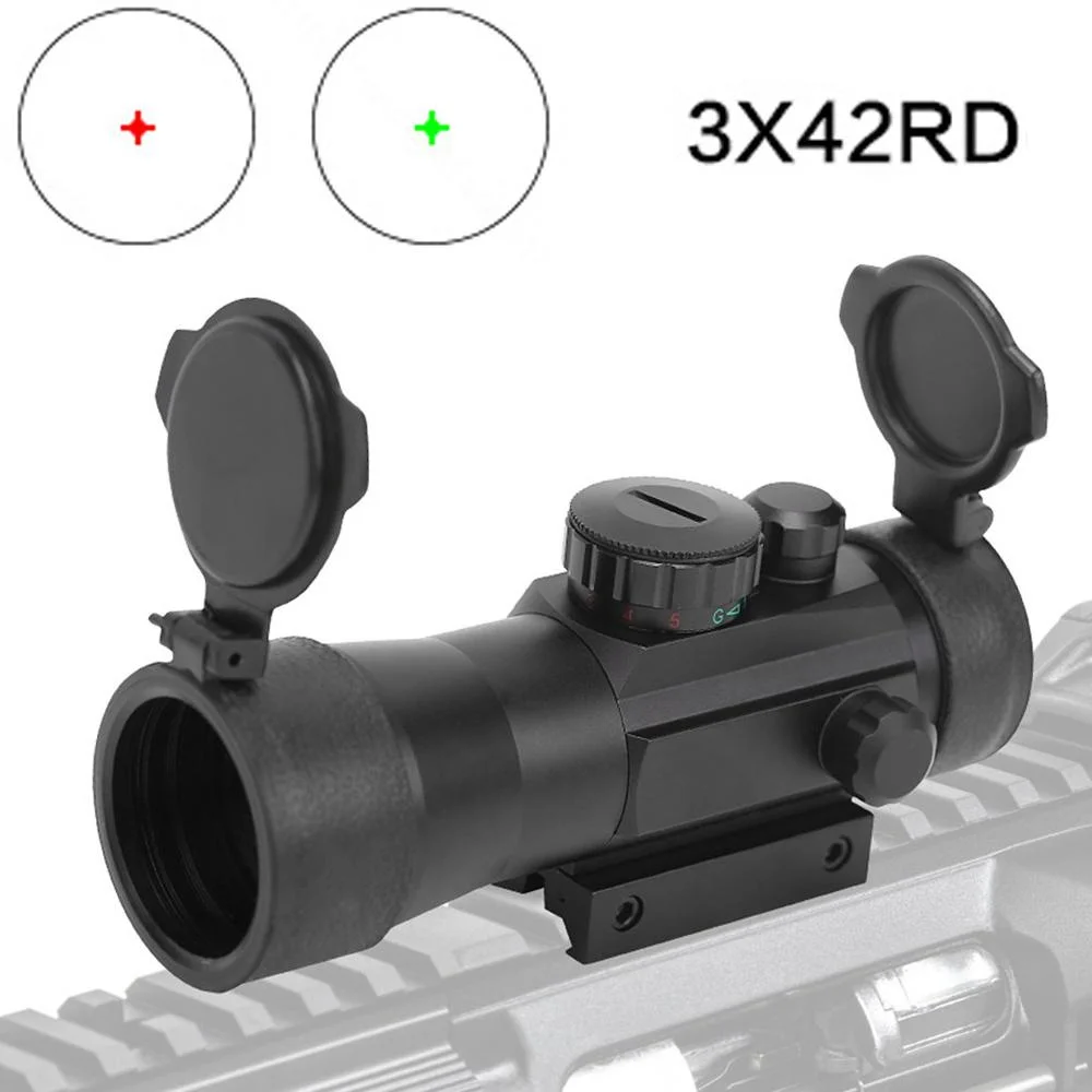 

Tactical 3X42MM Red Green Dot Sight Scope Optic Collimator Hunting scope with 11/20MM Dovetail for Weaver Picatinny Rail