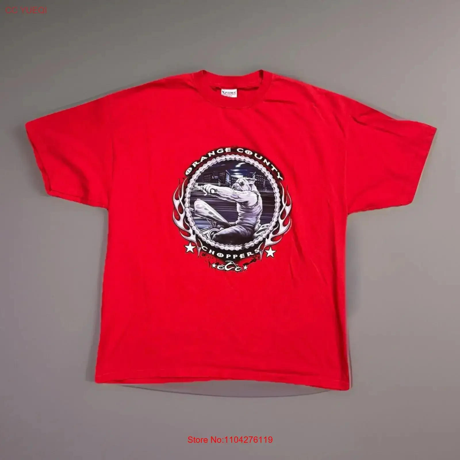 Orange County Choppers T Shirt Mens XXL Red Biker  Heavy Cotton vintage Washed homme Unisex Stylish fashion Versatile Soft