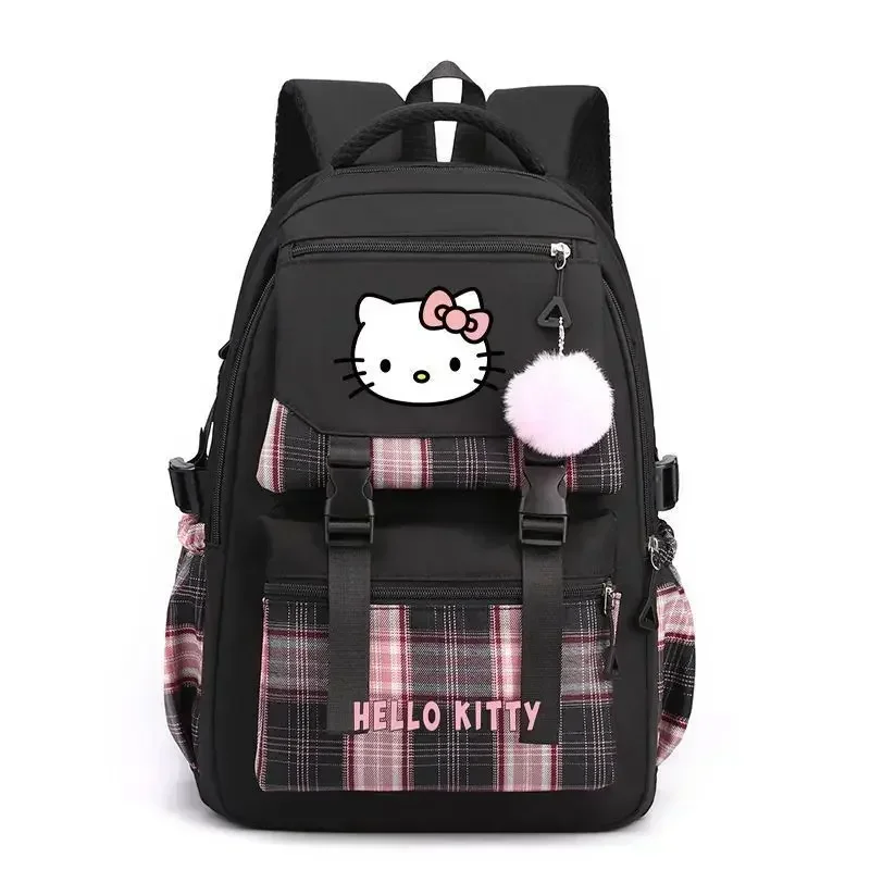 

Hello Kitty Backpack for Women Girl College Student Kawaii School Bag Large Capacity with Pendant Nylon Fabric