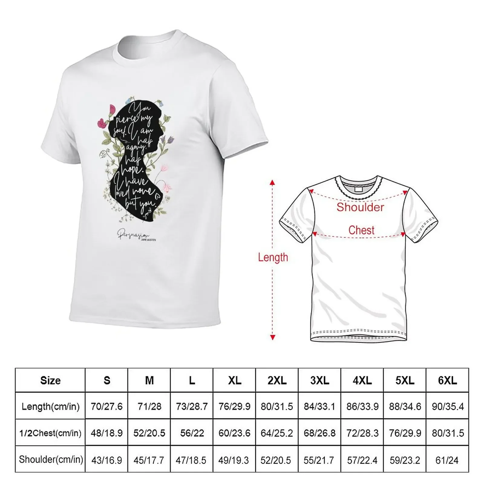 Persuasion Quote Lustre T-shirt plus size tops heavyweights tees t shirts for men cotton