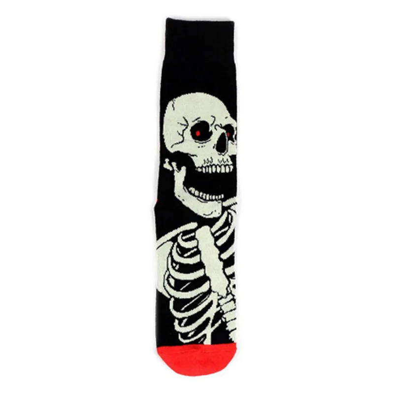 Retro Novelty Skull Skeleton Bones Cotton Crew Socks Unisex Men Women Halloween Creative Stockings Harajuku Long Socks Gifts