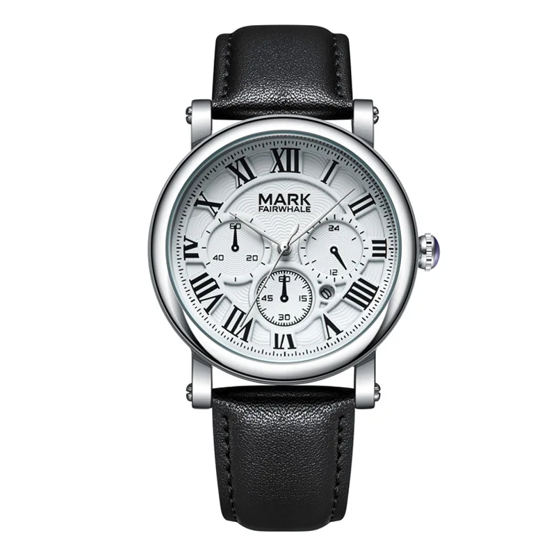 مارك Fairwhale 5026 الراقية كوارتز ساعة رجالي التقويم الرقمي الروماني مقاوم للماء حزام من الجلد ساعة فاخرة للرجال