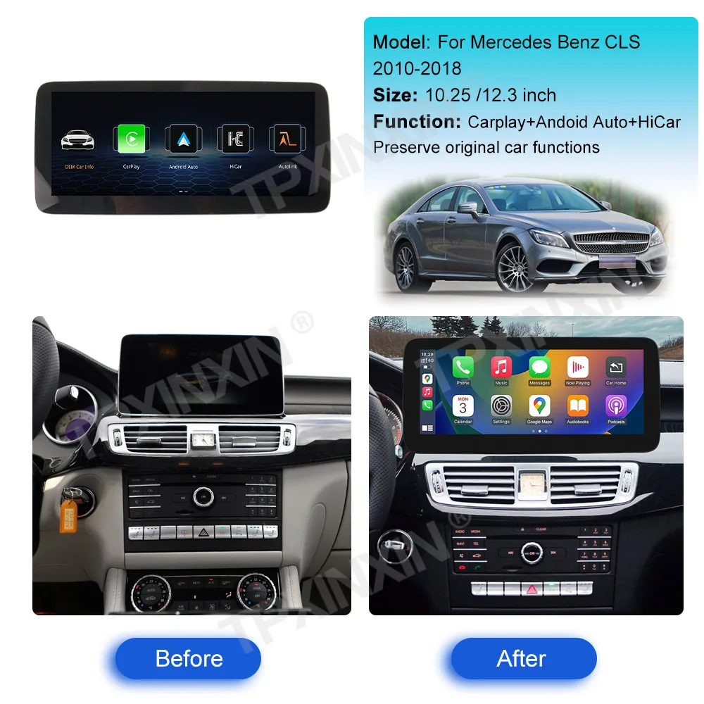 Linux System For Mercedes Benz CLS Class W218 350 2010 - 2018 Wireless Carplay Android Auto FM DSP DAB WIFi GPS RDS Front Rear