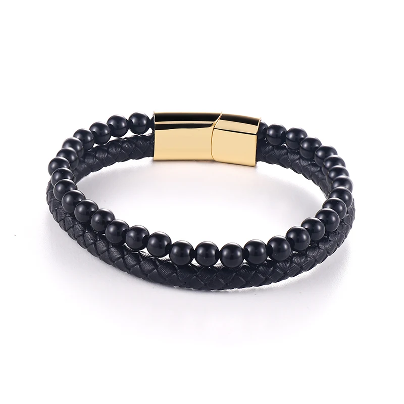 ORMESEN Новый мужской браслет из натуральной кожи, браслет из натуральных тигровых глаз, плетеный браслет в подарок