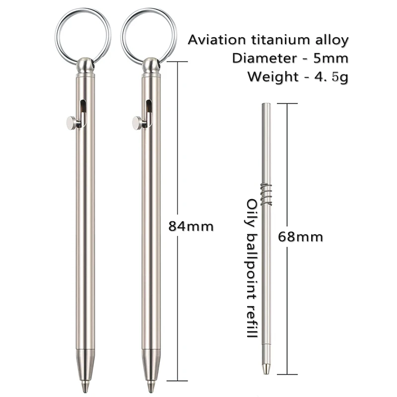 Mini penna in titanio EDC gadget personalità penna firma creativa portatile strumenti di scrittura di emergenza da viaggio all'aperto portachiavi EDC