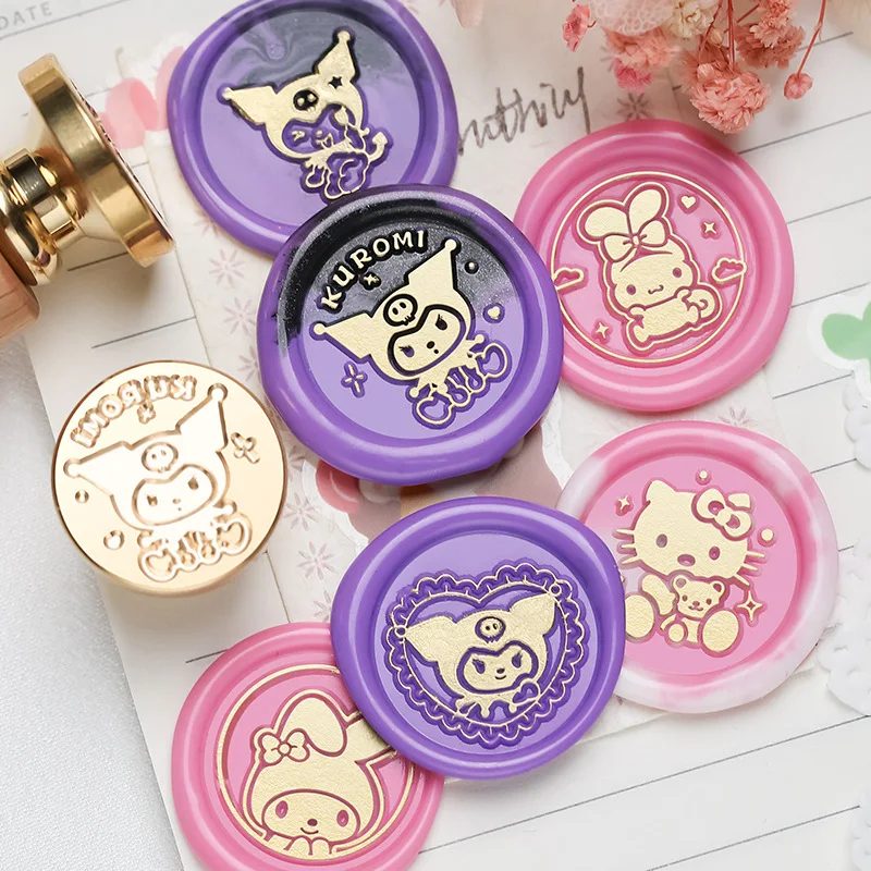 Sanrio Cinnamoroll Kuromi Cartoon Metal Wax Seal Embossed Stamp Head Seal Metal Wax Seal Embossed Stamp Head Girls Gifts