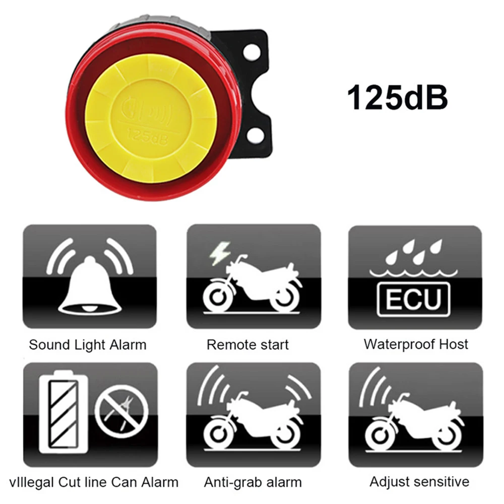 Universal Alarm for Motorcycle, Scooter, Moped, Motorcycle Alarm with Remote Control