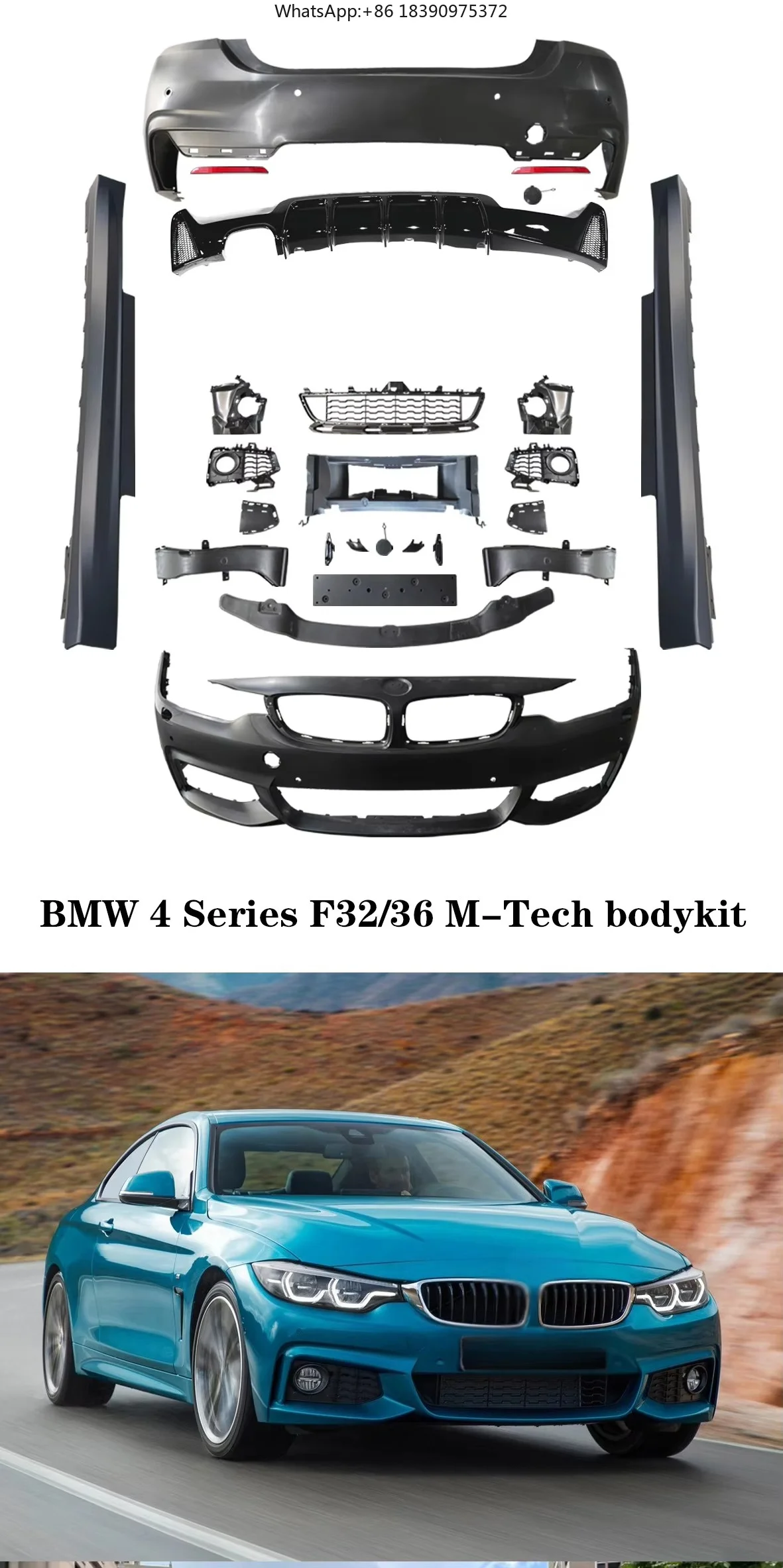 Body Kit Body Upgraded Product With Front Rear Bumper Side Skirt Fender Flare for 4 Series F36/32 Mt Style Kit