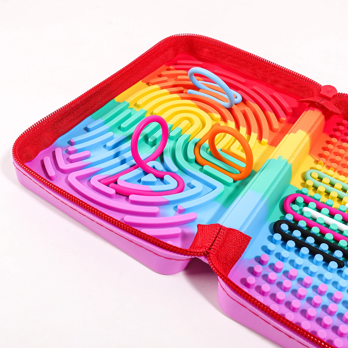 Silicone Rainbow Desk Stationery Fidget Toy 20 Strings Educational Sensory Puzzle Food Grade BPA Free for Student view 4