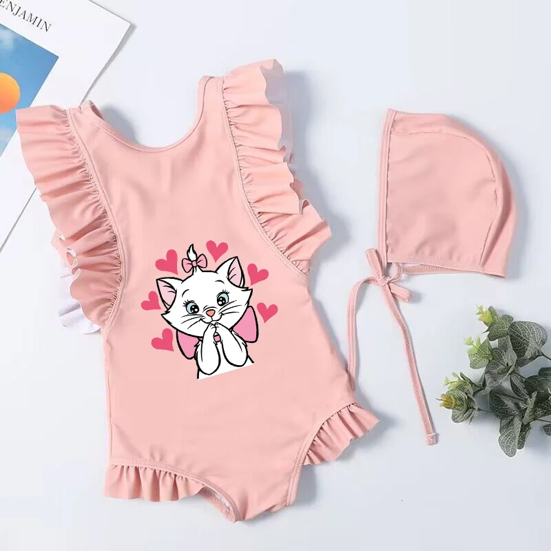 Maillot de bain une pièce pour enfants, les aristochats, Marie, chat, dessin animé, vêtements de plage, robes trempées, vêtements d'été pour filles