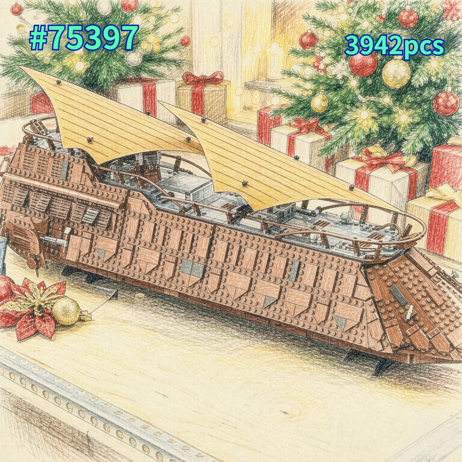 Model Kit Yacht - Conjunto de Blocos de Montar Iate