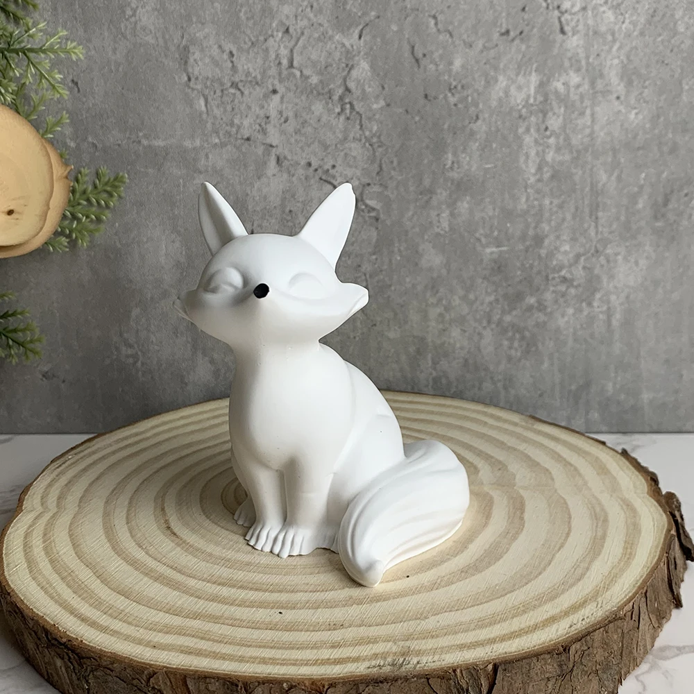 3D Fox Candle Silicone Mold Cartoon Fox Handmade Scented Candle Gypsum Mould Chocolate Baking Tool Aromatherapy Plaster Mold