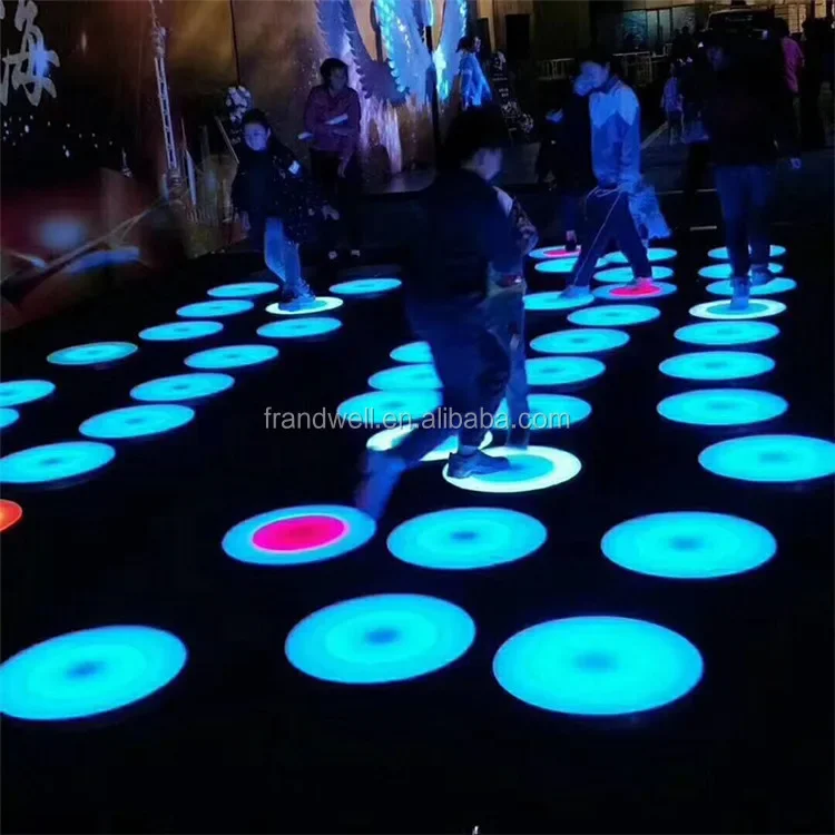 LED inductive round brick light round Gravity Sensing Floor Tile Lights Springboard Glowing brick lamp