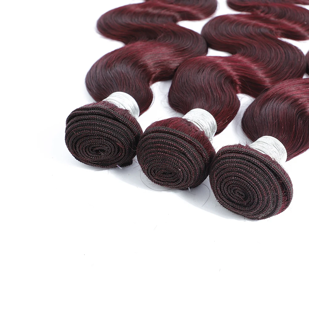 Linhua 30 inci 99j bundel gelombang tubuh gelombang Burgundy rambut manusia 1 3 4 bundel gelombang tubuh Jalin 100% rambut Remy