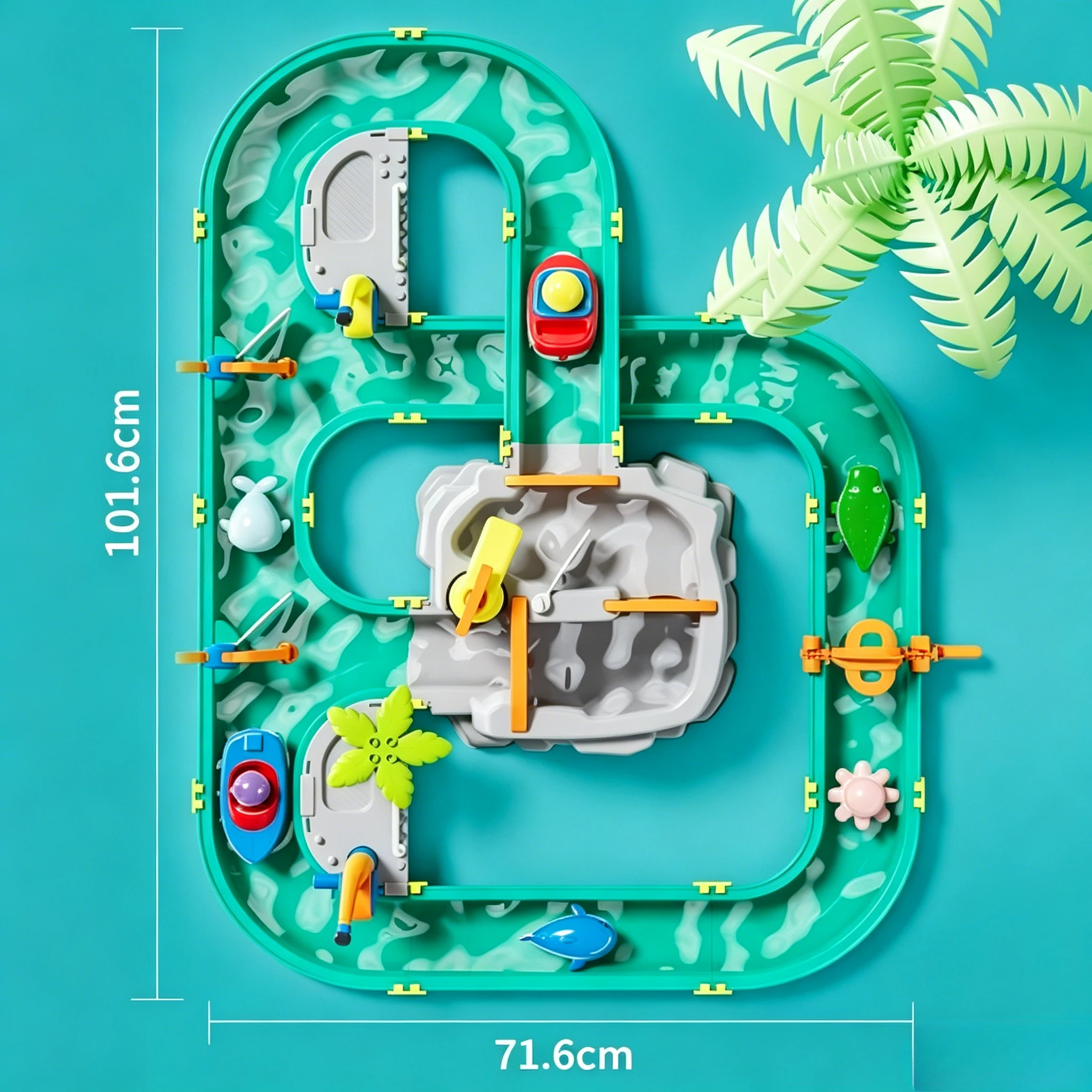 Double-Tier Kids Water Table Toys Water Park Playset with Pump DIY Toddler Waterways Outdoor Toys for Backyard Lawn Beach Pool