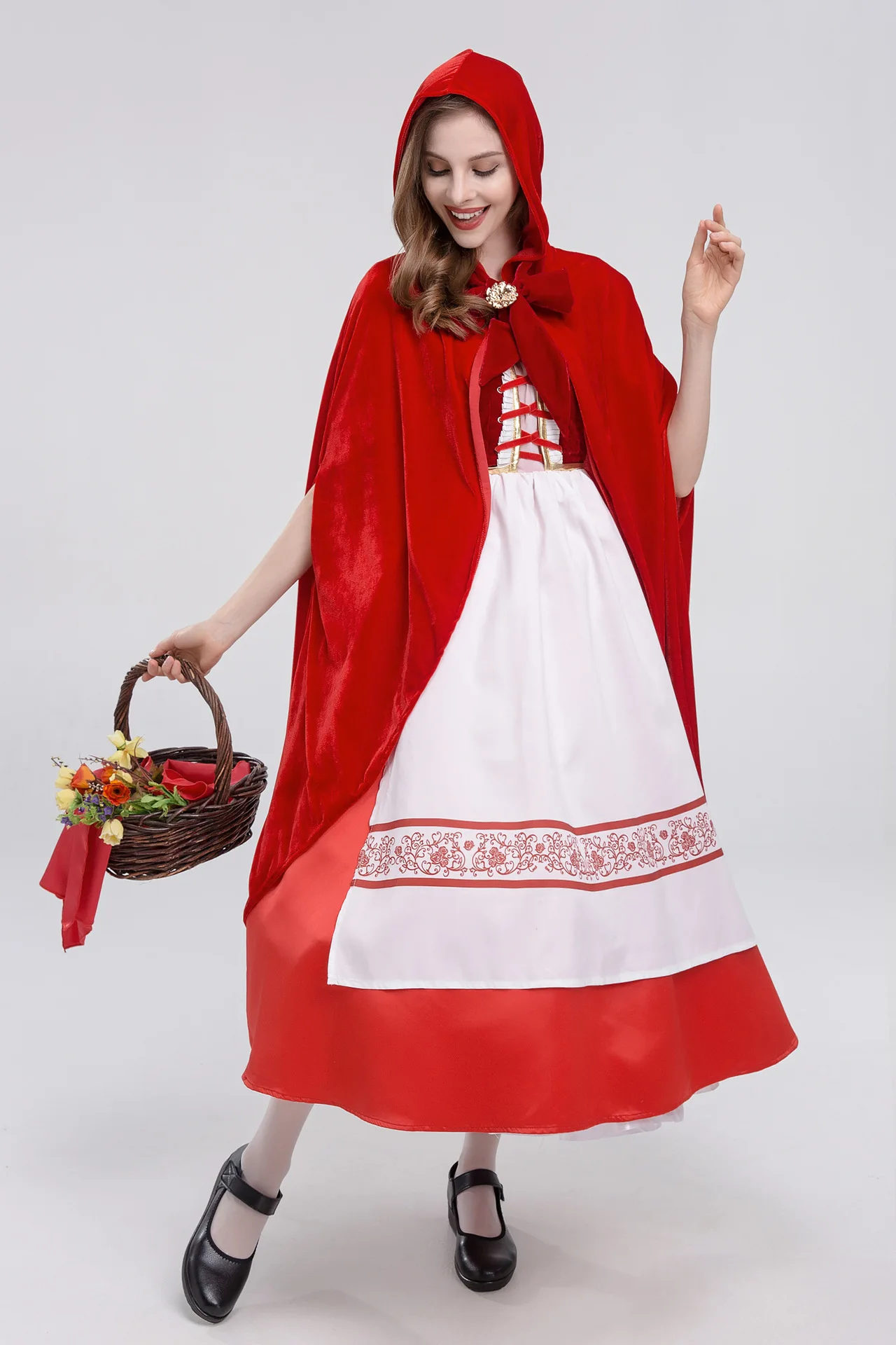 Halloween Ladies Little Red Riding Cape Costume Fantasy Party Robe Cosplay Game Christmas Red Dress Hood Cloak Costume for Women