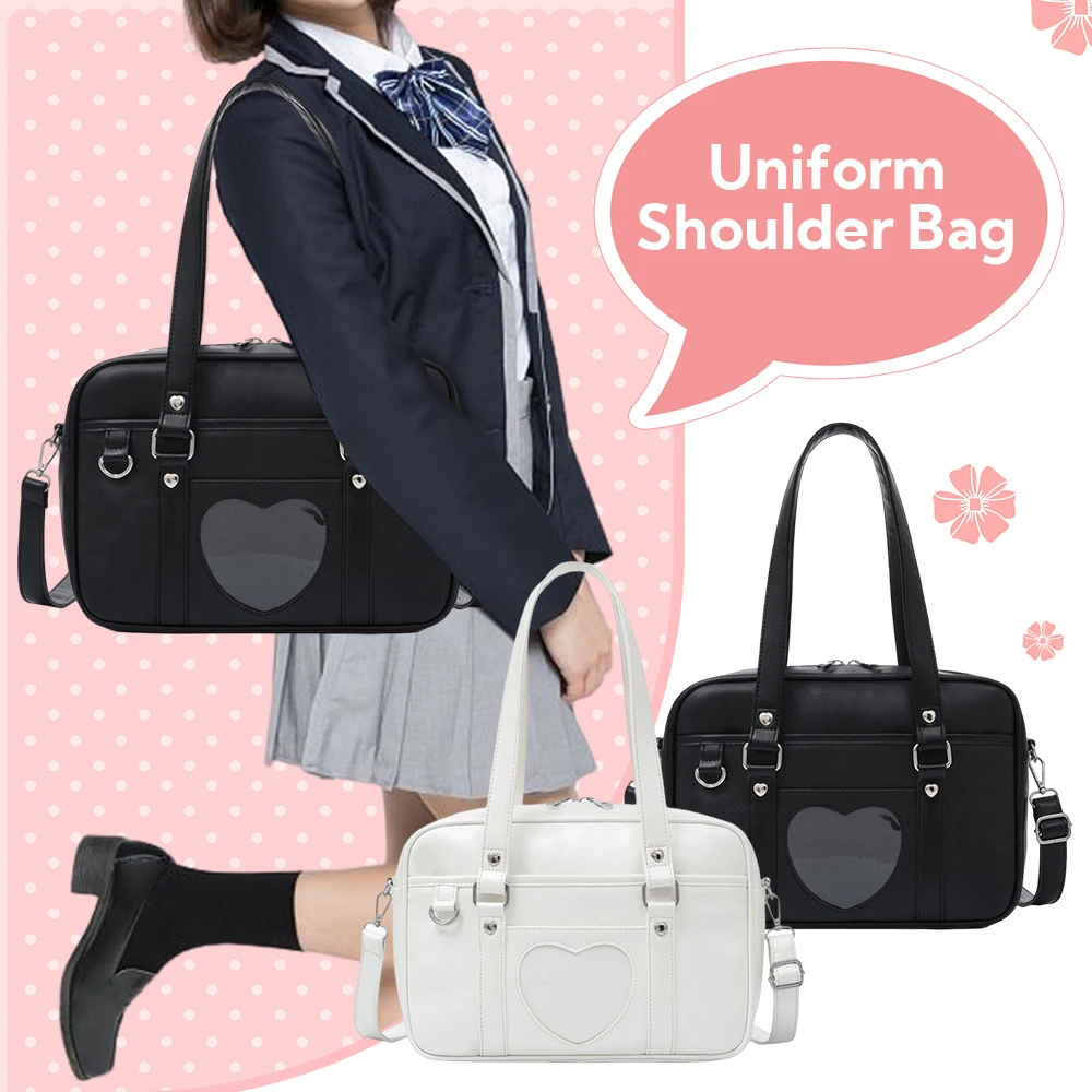 Japanese School Handbag Pu Leather Heart-shaped Jk Uniform Bag Japanese High School Uniform Laptop Bag