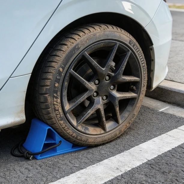 2PCS Car Tire Slip Prevention Device With Rope Plastic Wheel Stops Anti-Slip For RV Trailer Motorcycle Plastic Wheel Wedge
