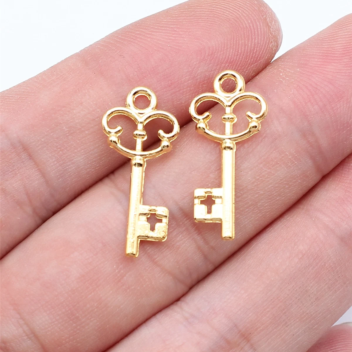 20pcs Key Charms 10x23mm Gold Color Jewelry Making Supplies Necklace Wholesale