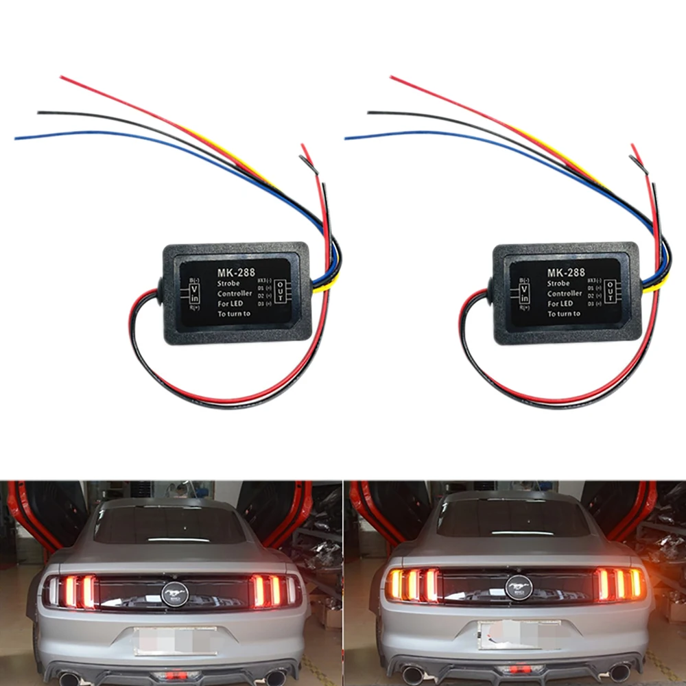 1Pcs Car Tail Lights Front Rear Turn Signals 3-stage Flashing LED Flow Controller Dynamic Flashing Light Module Box 12V for Audi