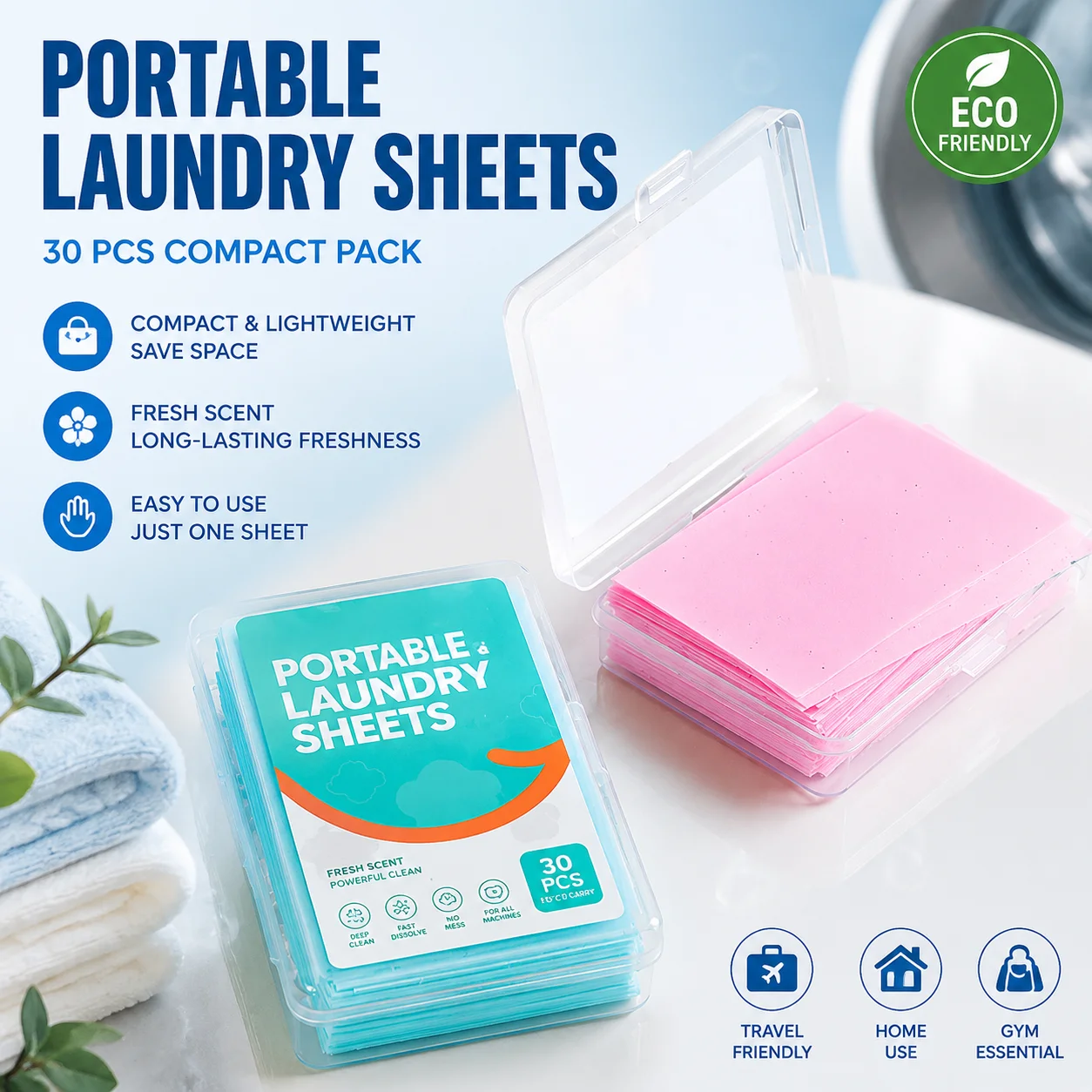 Boxed laundry tablets, laundry bubble wrap, concentrated cleaning tablets, stain remover, and fragrance retention