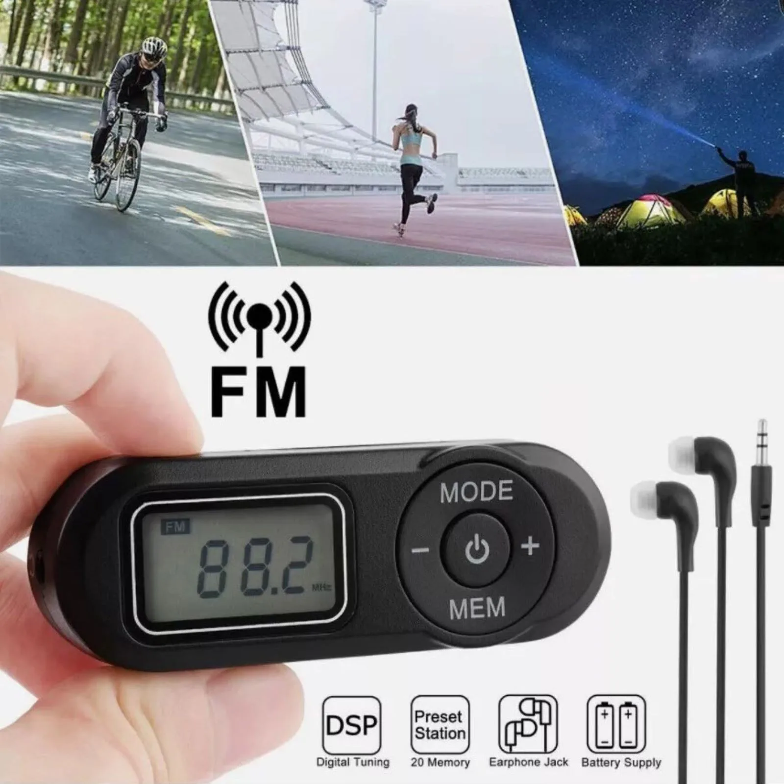 HRD-727 DSP FM Radio Portable Mini Design ABS Retro Digital LCD Display Radio Portable LCD Display DSP FM Radio With Earphone