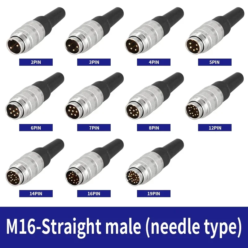 

5/10/20Pcs M16 Straight Male Waterproof Reverse Metal Aviation Connector Plug Needle Socket M16-09-2/3/4/5/6/7/8/12/16/18/19Pin