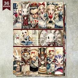 36 Sheets A5 (Cartoon Funny Poker Girl Cat) Clipping Thin Paper For Bullet Diary, Junk Magazine, Greeting Card Background