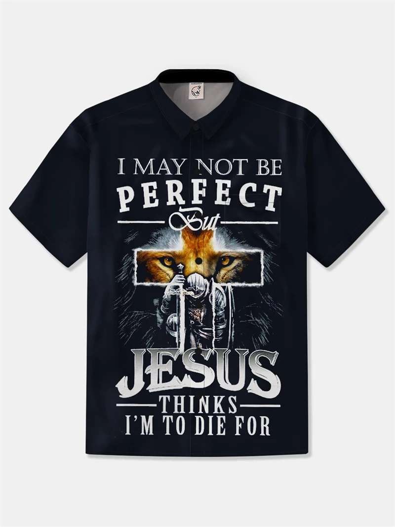 

Vintage Jesus 3D Printed Hawaiian Shirt For Men Christianity Button Down Beach Shirts Tops Summer Mens Short Sleeves Blouse Tees