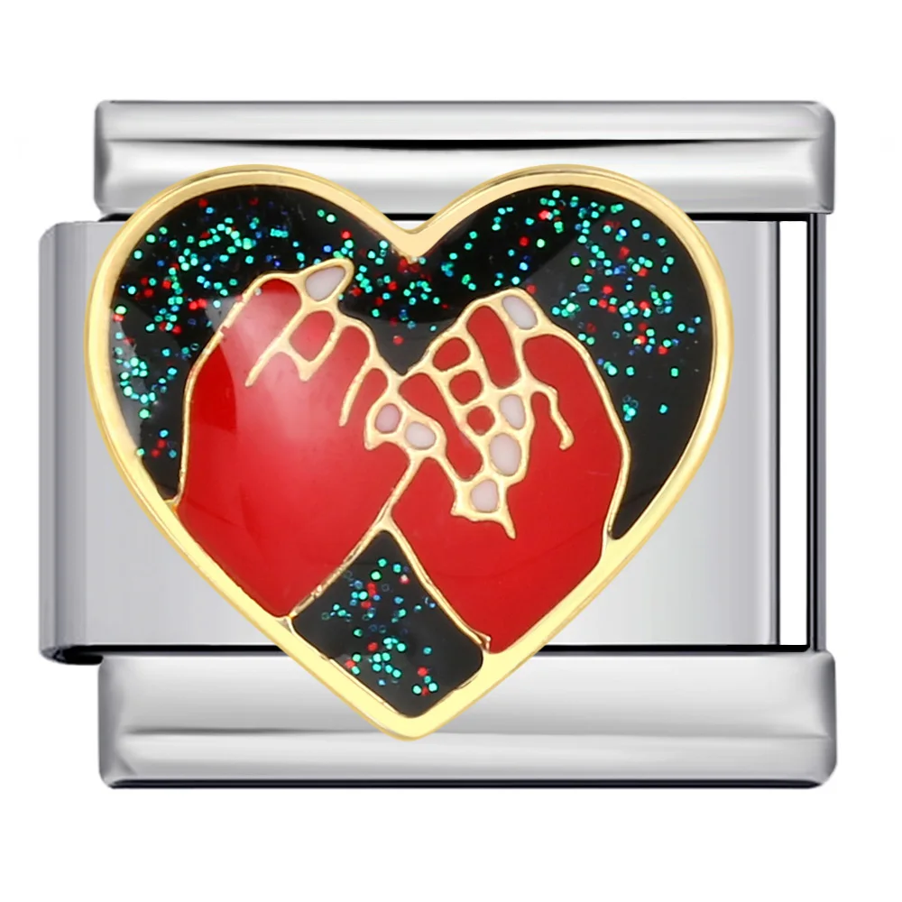Niedliche, romantische, bunte, glasierte Herz-Geschenke, Bücher, italienischer Charm-Link, passend für 9-mm-Edelstahlarmbänder, DIY-Perlen, Schmuckherstellung – Detail 7