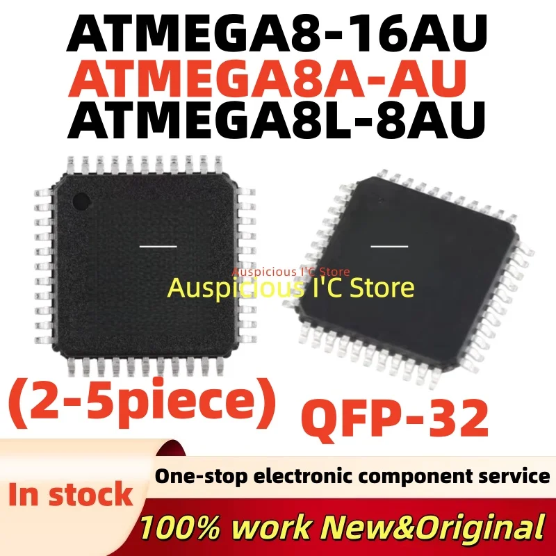 (2-5pcs) ATMEGA8 16AU ATMEGA8A AU ATMEGA8L 8AU ATMEGA8-16AU ATMEGA8A-AU ATMEGA8L-8AU QFP-32