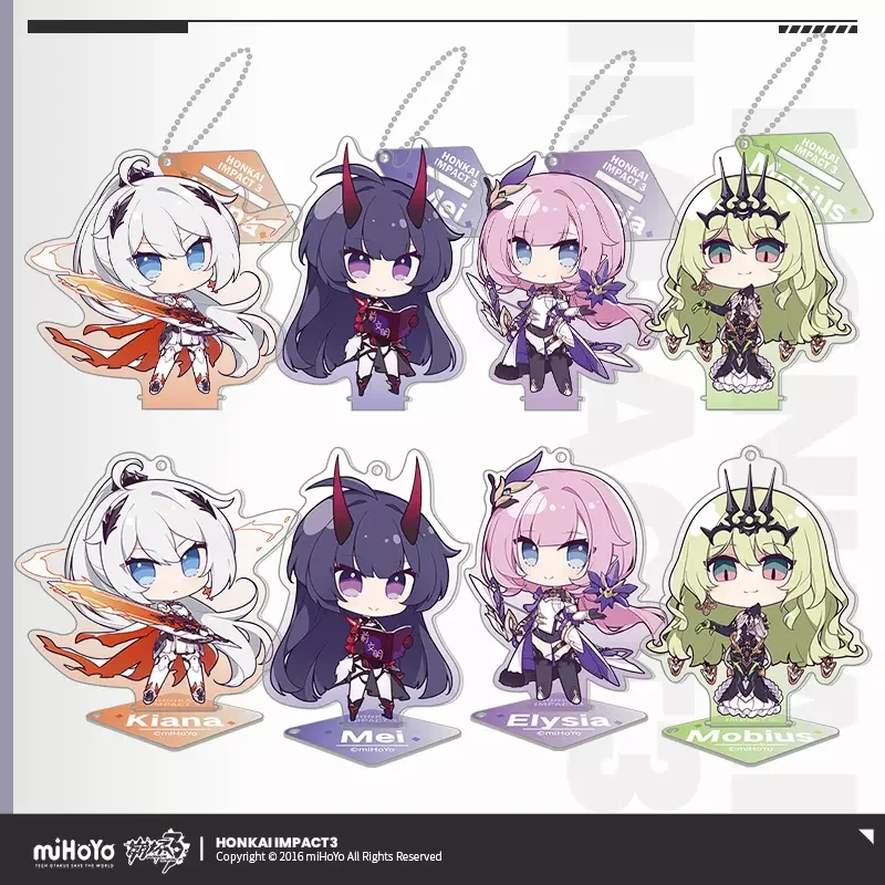 Sunsyea Honkai Impact 3rd Official Merch miHoYo Original Authentic Q Version Keychain Pendant Stand Elysia Kiana Mobius Mei