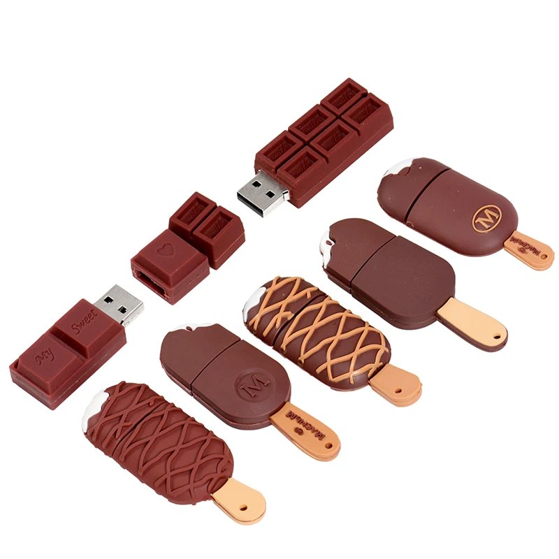 JASTER Cartoon USB 2.0 Flash Drives 128GB Pretty Gifts For Kids Memory Stick 64GB Silicone Ice Cream Pen Drive 32GB U Disk 18GB image 4