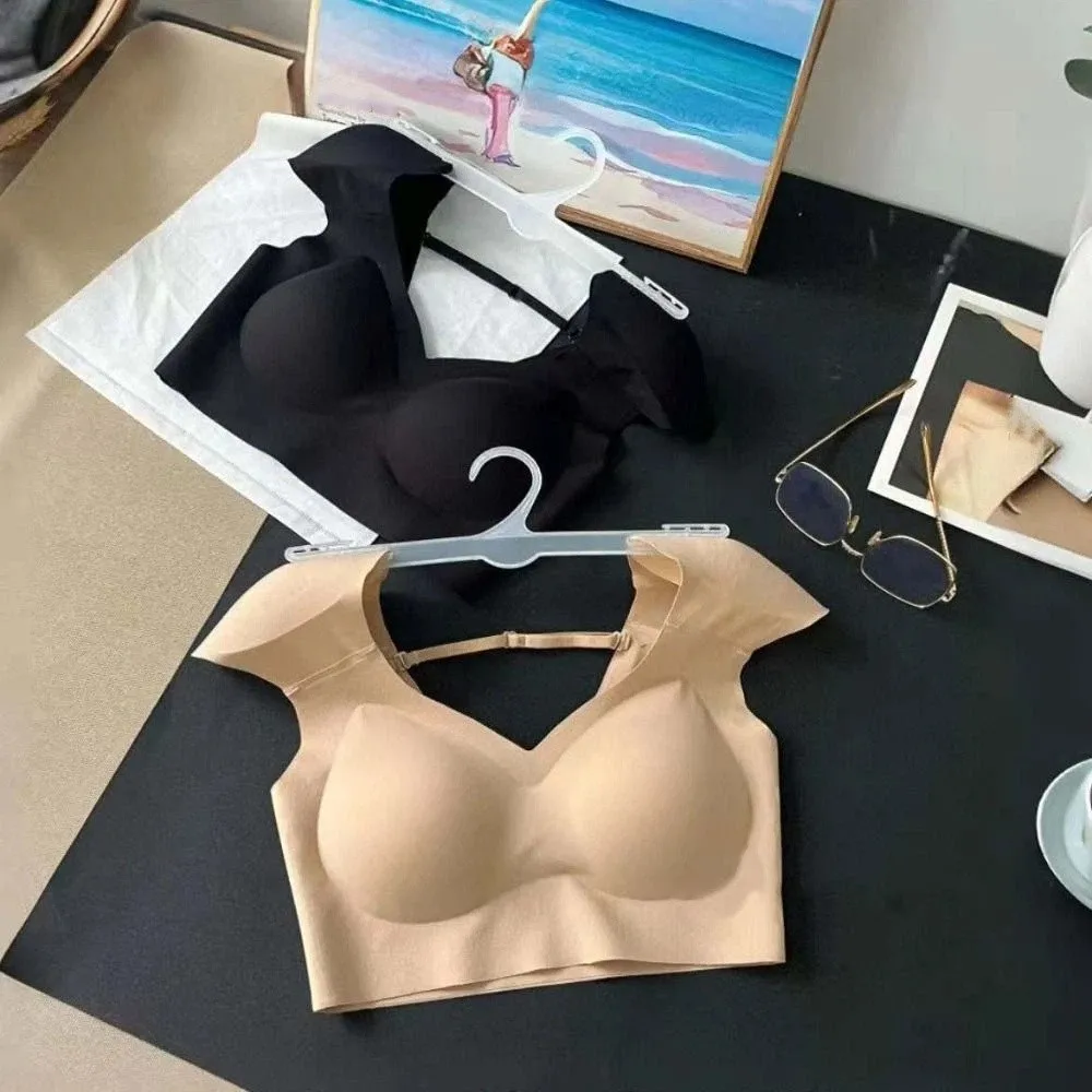 Biustonosz z dekoltem w serek, z poduszkami na ramiona, niewidoczny, modelujący biust, bezszwowa bielizna, kamizelka, bielizna modelująca dla kobiet i dziewcząt.