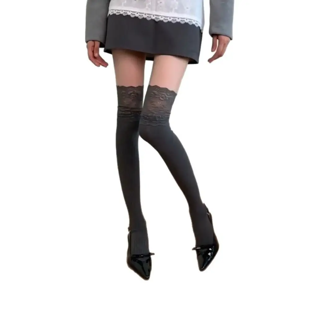 جديد القطن جوارب طويلة إلى الركب بلون الدانتيل الفخذ العليا الجوارب الدفء Balletcore الفخذ العليا جوارب الخريف الشتاء