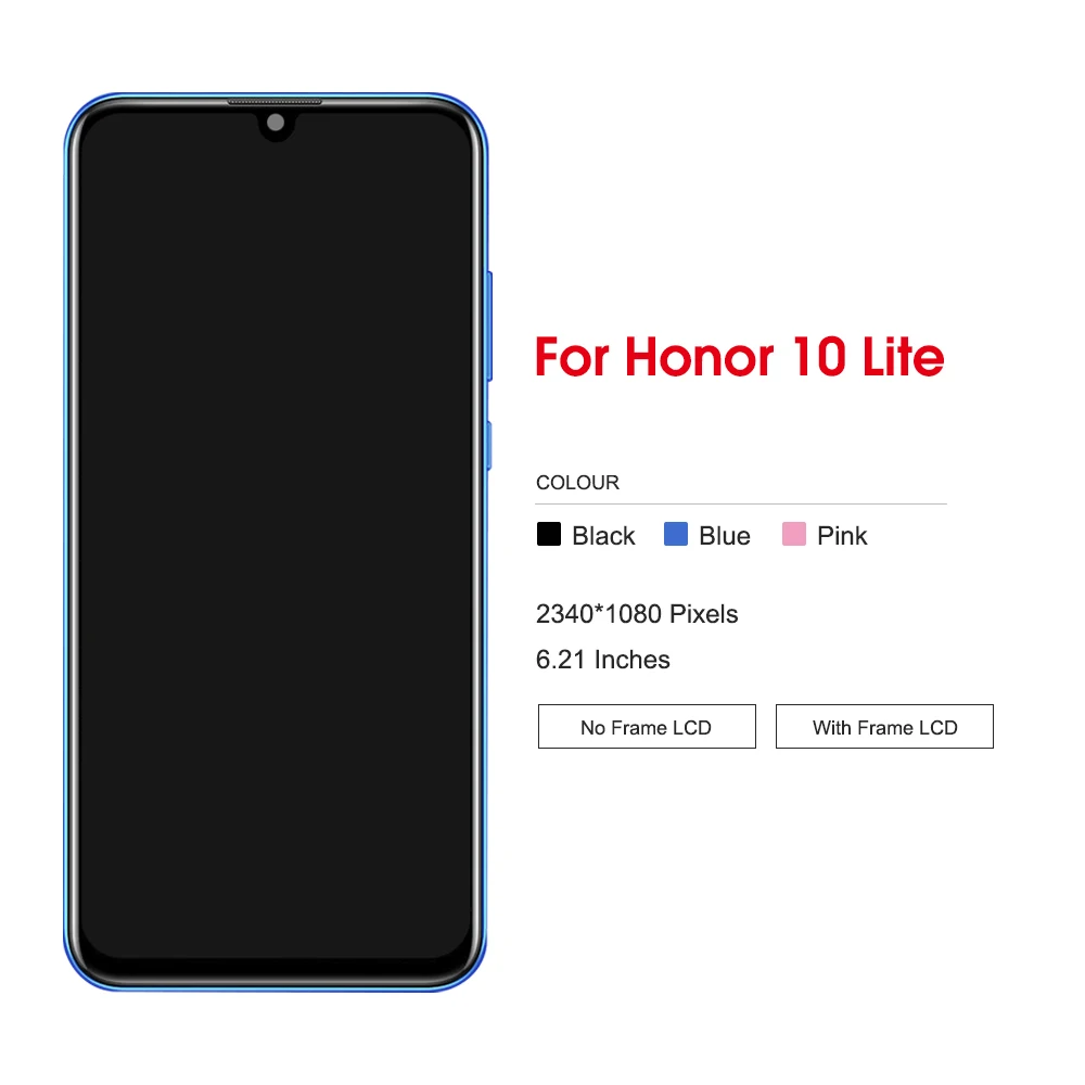 6.21\'\' LCD For Honor 10 Lite / Honor 10i LCD Display Touch Screen Digitizer Assembly Replacement With Frame For Honor 10 Lite