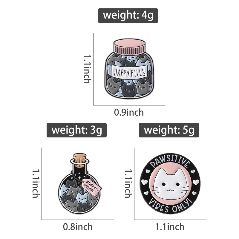 Glücksausschmung Katzen-Kollektion: Emaille-Pins, Anime-Katzenmädchen, Zaubertrank, Schwarze Katze, Elfenkatze & Blumen-Broschen, Rucksack- und Revers-Pins – Detail 7