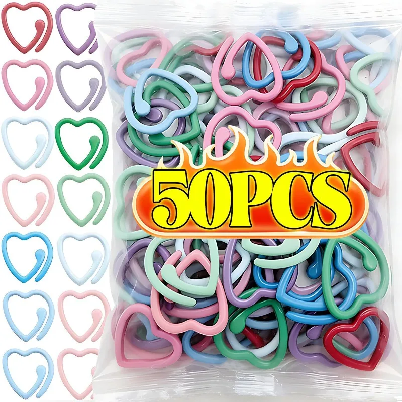 

50/5PCS Metal Stitch Markers Heart-Shaped Crochet Markers Multicolor Crochet Locking Markers for Knitting Crocheting DIY Tools