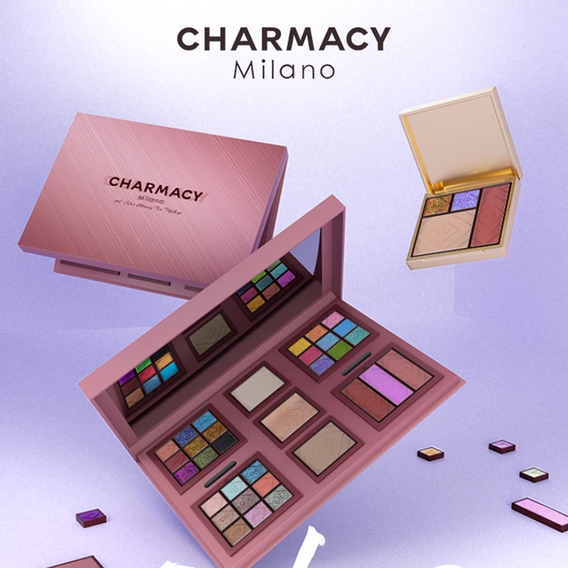 Paleta Cieni do Powiek CHARMACY 33 Kolory Multichrome Wielofunkcyjny Brokat Matowy Róż Konturówka Rozświetlacz Makijaż Oczu