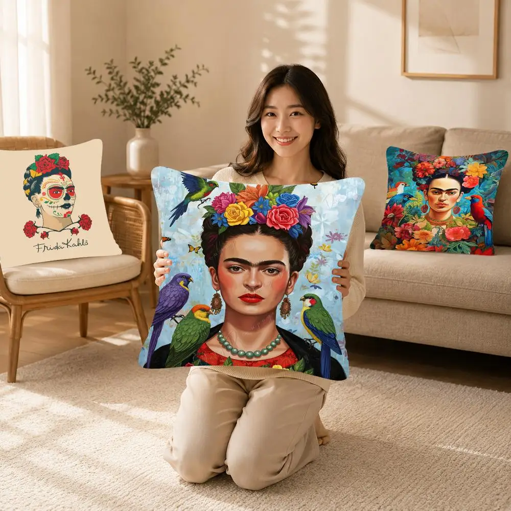 Artist Art Frida Kahlo Cushion Cover Bedroom bed reading backrest cushion Festive plush holiday Soft plush throw