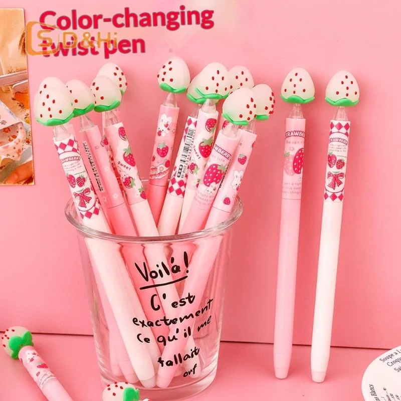 

4/5Pcs Cute Strawberry Erasable Pen Light Absorption Color Changing Pen Light Absorption Color Changing Pen Office Supplies